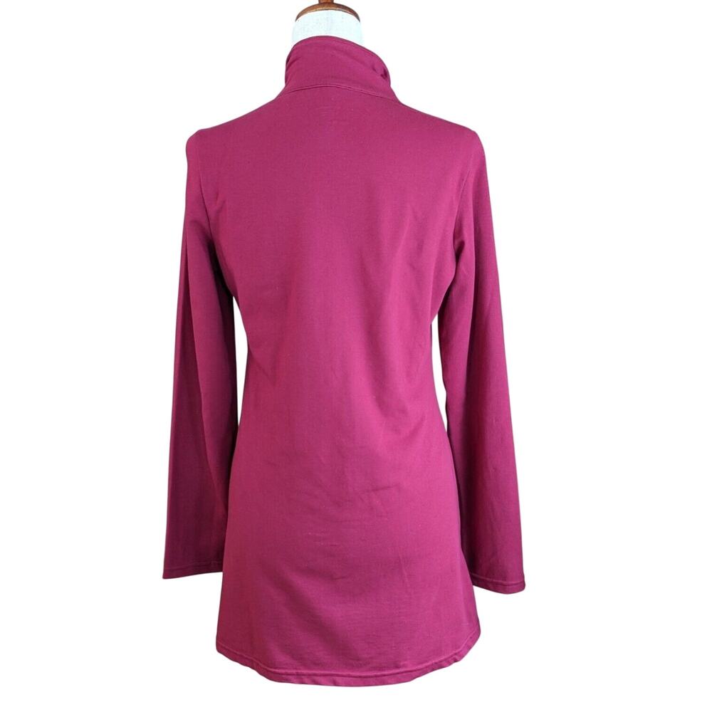 Neon Buddha Burgundy Red Women's Small Full 2-Way Zip Soft Knit Longline Jacket - Picture 2 of 6